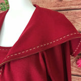 Escada Jacket Sweater Tank Set 44 14 Red Wool Silk Cashmere Collar Zipper Career