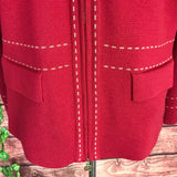 Escada Jacket Sweater Tank Set 44 14 Red Wool Silk Cashmere Collar Zipper Career