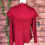 Escada Jacket Sweater Tank Set 44 14 Red Wool Silk Cashmere Collar Zipper Career